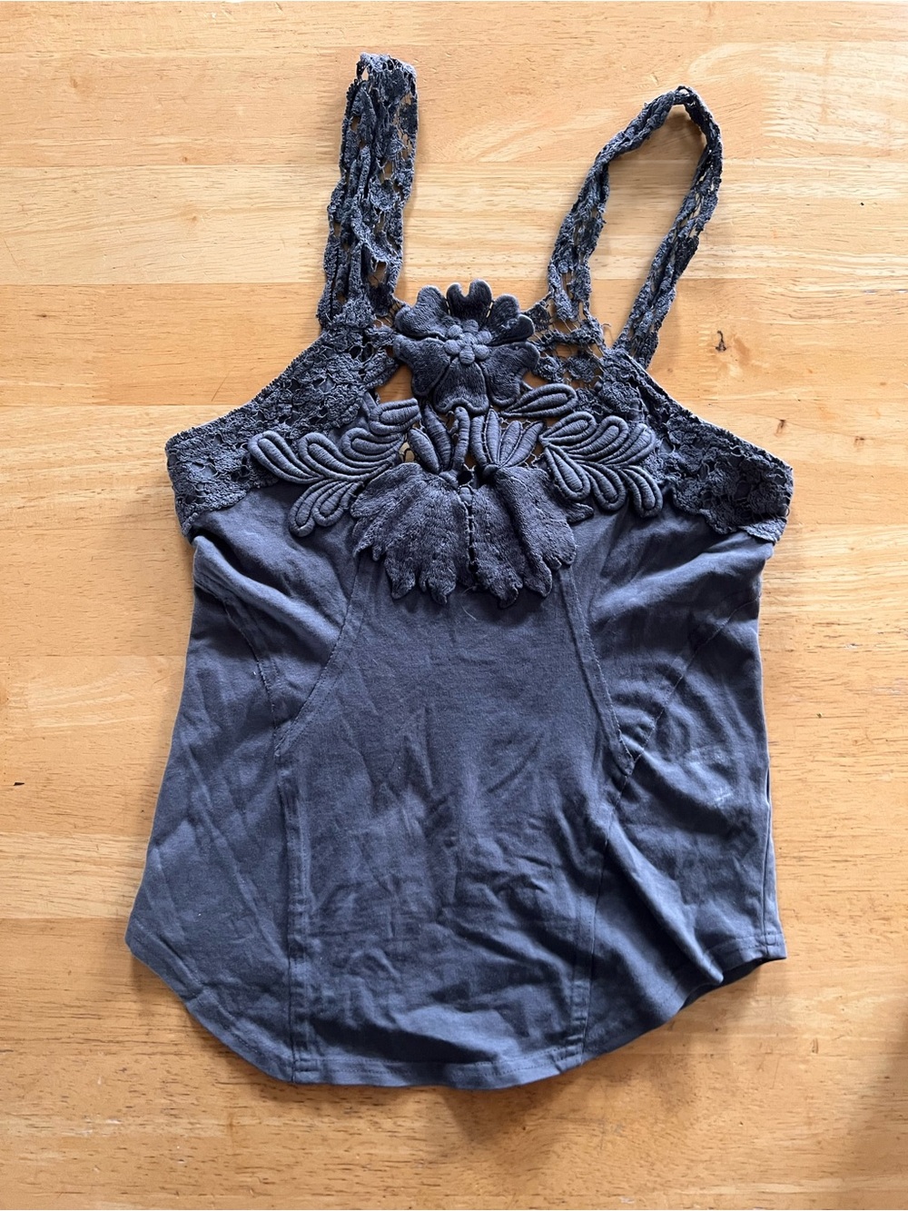 Free People Slate Blue Lace Applique Camisole